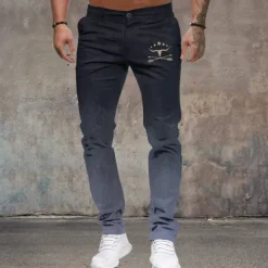 New OUKU Men's Cowboy Dress Pants Mid Waist Business Casual Formal Outdoor Dailywear Zipper Pocket Summer Spring Fall 3D Print Black Dark Blue
