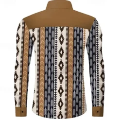 Hot OUKU Men's Cowboy Western Shirt Button Up Shirt Cowboy Shirt Long Sleeve Vintage Western Daily Holiday Fall Winter Spring & Summer Turndown Collared Shirts 3D Print Brown