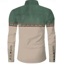 Outlet OUKU Men's Cowboy Western Shirt Button Up Shirt Cowboy Shirt Long Sleeve Casual Western Style Formal Daily Holiday Fall Winter Spring & Summer Turndown Collared Shirts Button Up Pocket 3D Print Dark Green