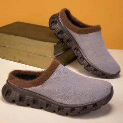 Sale OUKU Men's Cozy Slip-On Winter Clogs with Plush Lining and Anti-Slip Sole - Comfortable Indoor and Outdoor Shoes for Cold Weather