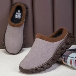 Sale OUKU Men's Cozy Slip-On Winter Clogs with Plush Lining and Anti-Slip Sole - Comfortable Indoor and Outdoor Shoes for Cold Weather