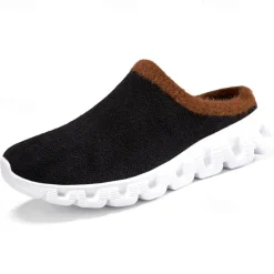 Sale OUKU Men's Cozy Slip-On Winter Clogs with Plush Lining and Anti-Slip Sole - Comfortable Indoor and Outdoor Shoes for Cold Weather