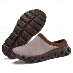 Sale OUKU Men's Cozy Slip-On Winter Clogs with Plush Lining and Anti-Slip Sole - Comfortable Indoor and Outdoor Shoes for Cold Weather