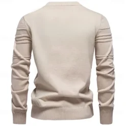 Best OUKU Mens Crewneck Pullover Sweater Knitted Cotton Stripped Quality Autumn Winter Warm Sweaters for Men