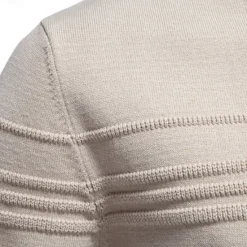 Best OUKU Mens Crewneck Pullover Sweater Knitted Cotton Stripped Quality Autumn Winter Warm Sweaters for Men