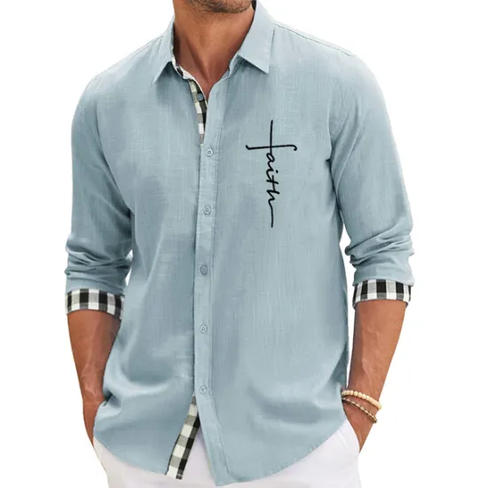 Discount OUKU Men's Cross Shirt Button Up Shirt Long Sleeve Fashion Streetwear Designer Outdoor Casual Daily Summer Spring Fall Turndown Print Pink Blue Green Khaki Gray