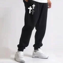 Best OUKU Men's Cross Sweatpants Joggers Pants Trousers Mid Waist Drawstring Elastic Waist Fashion Casual Outdoor Street Dailywear Pocket Spring Fall Winter 3D Print Black