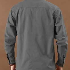 Hot OUKU Men's Cross Work Shirt Western Shirt Cargo Shirt Long Sleeve Casual Tactical Sports & Outdoor Going out Winter Spring & Fall Turndown Print Black Army Green Blue Gray
