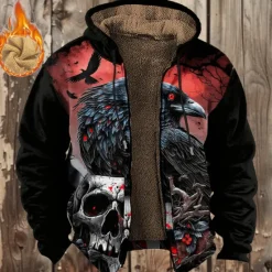 Best OUKU Men's Crow Fleece Hoodie Hoodies Fashion Cool Long Sleeve Hooded Vacation Halloween Sports Outdoor Drawstring Fall Winter Designer Black