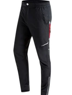 OUKU Men's Cycling Pants Hiking Bike Pants Trousers Outdoor Reflective Strips Bike Bottoms Windproof Breathable Moisture Wicking Quick Dry Anatomic Design Camping Fishing Mountain MTB Road Bike Black