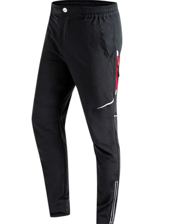 OUKU Men's Cycling Pants Hiking Bike Pants Trousers Outdoor Reflective Strips Bike Bottoms Windproof Breathable Moisture Wicking Quick Dry Anatomic Design Camping Fishing Mountain MTB Road Bike Black