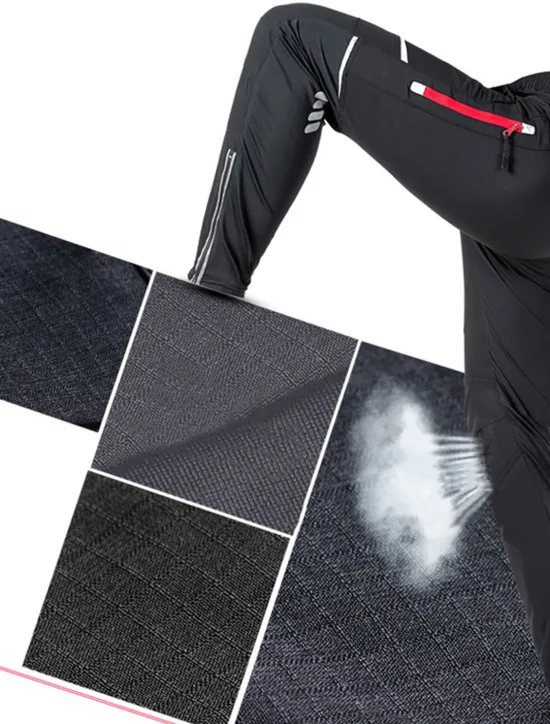 OUKU Men's Cycling Pants Hiking Bike Pants Trousers Outdoor Reflective Strips Bike Bottoms Windproof Breathable Moisture Wicking Quick Dry Anatomic Design Camping Fishing Mountain MTB Road Bike Black