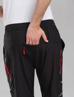 OUKU Men's Cycling Pants Hiking Bike Pants Trousers Outdoor Reflective Strips Bike Bottoms Windproof Breathable Moisture Wicking Quick Dry Anatomic Design Camping Fishing Mountain MTB Road Bike Black