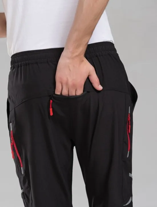 OUKU Men's Cycling Pants Hiking Bike Pants Trousers Outdoor Reflective Strips Bike Bottoms Windproof Breathable Moisture Wicking Quick Dry Anatomic Design Camping Fishing Mountain MTB Road Bike Black
