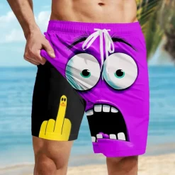 Discount OUKU Men's 3D Cartoon Funny Duck Lined Shorts 2 in 1 Board Shorts Swim Shorts Mid Waist Hawaiian Holiday Side Pockets With Compression Liner Elastic Drawstring Waist Designer Clothing Apparel