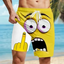 Discount OUKU Men's 3D Cartoon Funny Duck Lined Shorts 2 in 1 Board Shorts Swim Shorts Mid Waist Hawaiian Holiday Side Pockets With Compression Liner Elastic Drawstring Waist Designer Clothing Apparel