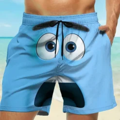 Best OUKU Men's 3D Cartoon Smile Face Swim Trunks Swim Shorts Board Shorts Mid Waist Funny Outdoor Vacation Dailywear Side Pockets Mesh Lining Elastic Drawstring Waist Designer Clothing Apparel