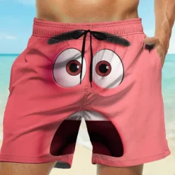 Best OUKU Men's 3D Cartoon Smile Face Swim Trunks Swim Shorts Board Shorts Mid Waist Funny Outdoor Vacation Dailywear Side Pockets Mesh Lining Elastic Drawstring Waist Designer Clothing Apparel