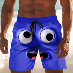 Hot OUKU Men's 3D Cartoon Smile Face Swim Trunks Swim Shorts Board Shorts Mid Waist Funny Outdoor Vacation Dailywear Side Pockets Mesh Lining Elastic Drawstring Waist Designer Clothing Apparel