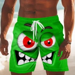 Best OUKU Men's 3D Cartoon Smile Face Swim Trunks Swim Shorts Board Shorts Mid Waist Funny Outdoor Vacation Dailywear Side Pockets Mesh Lining Elastic Drawstring Waist Designer Clothing Apparel