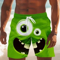 Outlet OUKU Men's 3D Cartoon Smile Face Big Eyes Swim Trunks Swim Shorts Board Shorts Mid Waist Funny Outdoor Vacation Dailywear Side Pockets Mesh Lining Elastic Drawstring Waist Designer Clothing Apparel