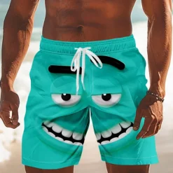 Outlet OUKU Men's 3D Cartoon Smile Face Swim Trunks Swim Shorts Board Shorts Mid Waist Funny Outdoor Vacation Dailywear Side Pockets Mesh Lining Elastic Drawstring Waist Designer Clothing Apparel