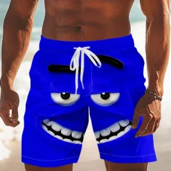 Outlet OUKU Men's 3D Cartoon Smile Face Swim Trunks Swim Shorts Board Shorts Mid Waist Funny Outdoor Vacation Dailywear Side Pockets Mesh Lining Elastic Drawstring Waist Designer Clothing Apparel