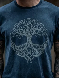 Online OUKU Men's 3D Celtics Tree Of Life T Shirt Short Sleeve T shirt 3D Print Crew Neck Shirt Viking Designer Party Street Black Blue Dark Blue Summer Spring Clothing Apparel S M L XL XXL XXXL