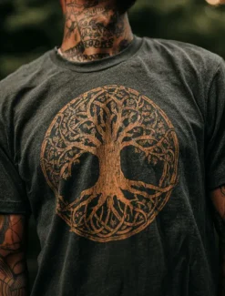 Online OUKU Men's 3D Celtics Tree Of Life T Shirt Short Sleeve T shirt 3D Print Crew Neck Shirt Viking Designer Party Street Black Blue Dark Blue Summer Spring Clothing Apparel S M L XL XXL XXXL