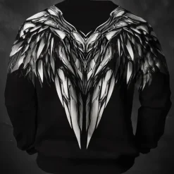 Online OUKU Men's 3D Print Feathers Sweatshirt Sweatshirt Long Sleeve Sweatshirt Crew Neck Fashion Daily Casual 3D Printing Holiday Going out Streetwear Crewneck 3D Print Winter Spring & Fall Black