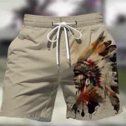 Clearance OUKU Men's 3D Print Indian Culture Swim Trunks Swim Shorts Board Shorts Mid Waist Fashion Streetwear Hawaiian Casual Daily Holiday Pocket Drawstring Elastic Waist Designer Clothing Apparel