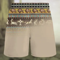 Discount OUKU Men's 3D Print Kokopelli Swim Trunks Swim Shorts Board Shorts Mid Waist Streetwear Hawaiian Ethnic Style Casual Daily Holiday Pocket Drawstring Elastic Waist Designer Clothing Apparel Khaki