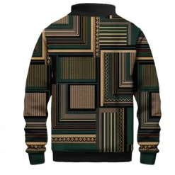 Best OUKU Men's 3D Print Sweatshirt Sweatshirt Zip Sweatshirt Quarter Zip Sweatshirt Long Sleeve Sweatshirt Half Zip Zip Quarter Zip Daily Casual 3D 3D Printing Vacation Holiday Going out Zipper Front Zip 1/4 Army Green