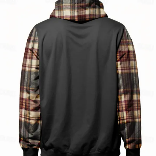 Online OUKU Men's Deer Hoodies Sweatshirt Fashion Cool Long Sleeve Crew Neck Holiday Going out Streetwear Light Brown Black Drawstring Fall Winter Designer