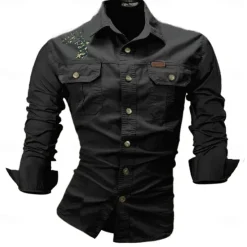 Best OUKU Men's Deer Work Shirt Western Shirt Cargo Shirt Long Sleeve Casual Sports & Outdoor Going out Winter Spring & Fall Turndown Print Black White Army Green Red Blue