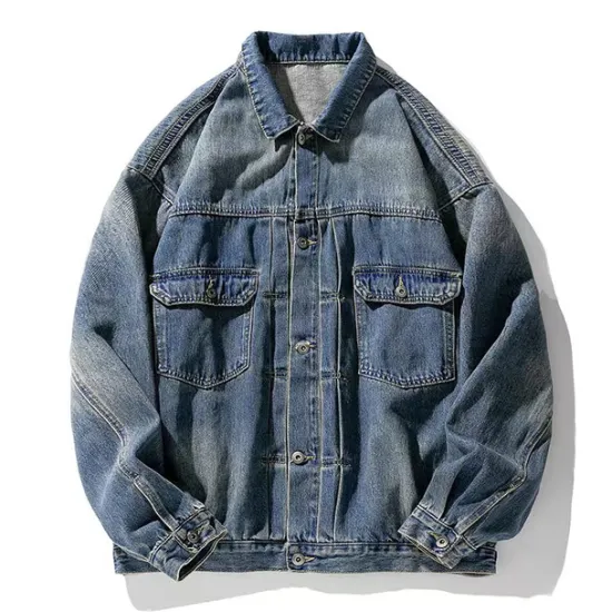 Clearance OUKU Men's Denim Coat Jean Jacket Denim Jacket Breathable Comfortable Casual Sports & Outdoor Going out Weekend Buttons Print Fall & Winter Turndown Long Sleeve Black Blue