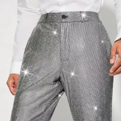 Best OUKU Men's Disco Pants Pocket Plain Comfort Breathable Vacation Daily Holiday Retro Vintage 1980s Silver Black