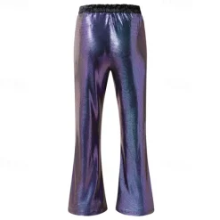 Online OUKU Men's Disco Pants Trousers Casual Pants Sequins Pocket Elastic Waist Plain Comfort Party Stage Disco Lights Vintage Glitters Silver Red Micro-elastic