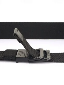 Clearance OUKU Men's Double-ring Buckle Belt Waist Belt Black Red Alloy Durable Adjustable Plain Outdoor Daily