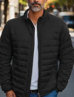Online OUKU Men's Down Jacket Puffer Jacket Zipper Pocket Outdoor Christmas Gifts Home Regular Classic Thermal Warm Windproof Breathable Winter Autumn / Fall Solid Color Black Red Navy Blue Royal Blue Puffer