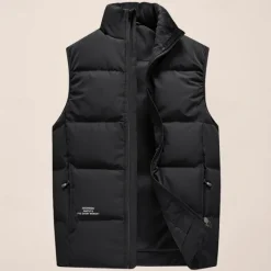 Sale OUKU Men's Down Vest Daily Casual Spring & Fall Pocket Polyester Comfortable Solid Color Zipper Stand Collar Black Pink Red Purple Vest