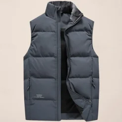 Sale OUKU Men's Down Vest Daily Casual Spring & Fall Pocket Polyester Comfortable Solid Color Zipper Stand Collar Black Pink Red Purple Vest