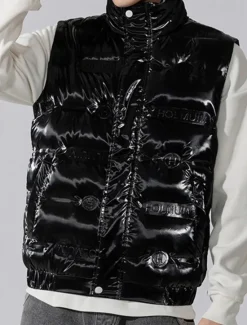 Clearance OUKU Men's Down Vest Puffer Vest Vest Gilet Quilted Vest Daily Date Vacation Fashion Casual Fall & Winter Pocket Polyester Duckdown Warm Comfortable Solid Color Zipper Stand Collar Regular Fit Black Gray