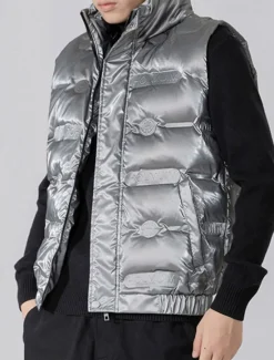 Clearance OUKU Men's Down Vest Puffer Vest Vest Gilet Quilted Vest Daily Date Vacation Fashion Casual Fall & Winter Pocket Polyester Duckdown Warm Comfortable Solid Color Zipper Stand Collar Regular Fit Black Gray