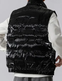 Clearance OUKU Men's Down Vest Puffer Vest Vest Gilet Quilted Vest Daily Date Vacation Fashion Casual Fall & Winter Pocket Polyester Duckdown Warm Comfortable Solid Color Zipper Stand Collar Regular Fit Black Gray