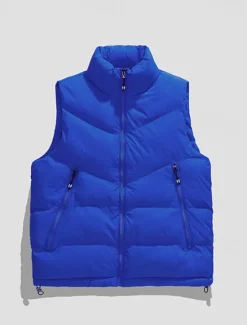 OUKU Men's Down Vest Puffer Vest Vest Gilet Daily Date Vacation Fashion Casual Fall & Winter Pocket Polyester Thermal Warm Comfortable Plain Zipper Stand Collar Regular Fit Black Blue Brown Green Vest