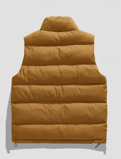 OUKU Men's Down Vest Puffer Vest Vest Gilet Daily Date Vacation Fashion Casual Fall & Winter Pocket Polyester Thermal Warm Comfortable Plain Zipper Stand Collar Regular Fit Black Blue Brown Green Vest