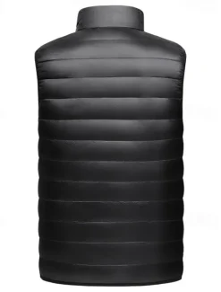 Hot OUKU Men's Down Vest Puffer Vest Gilet Daily Date Vacation Fashion Casual Fall & Winter Pocket Nylon Duckdown Warm Comfortable Solid Color Zipper Stand Collar Regular Fit Black Burgundy Blue Gray Vest