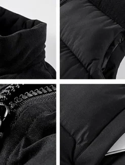 Outlet OUKU Men's Down Vest Puffer Vest Vest Gilet Daily Date Vacation Fashion Casual Fall & Winter Patchwork Pocket Polyester Warm Comfortable Plain Pocket Zipper Stand Collar Regular Fit Black Ivory Purple