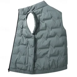 Best OUKU Men's Down Vest Quilted Vest Daily Casual Fall & Winter Zipper Pocket Polyester Comfortable Solid Color Zipper Stand Collar Black White Light Green Sky Blue Vest